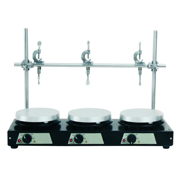 Conjunto modelo 503-3, de 3 placas aquecedoras Ø18 cm, até 360°C com 3150 W para 3 provas. 230V