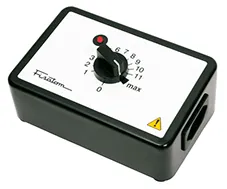 Regulador de potência modelo 407, bivolt para aquecedores com até 1.150 W em 115 V ou 2.300 W em 230 V.